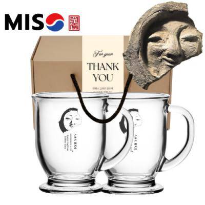 한국전통 얼굴무늬 수막새 신라미소 머그컵 440ml 2P 선물세트